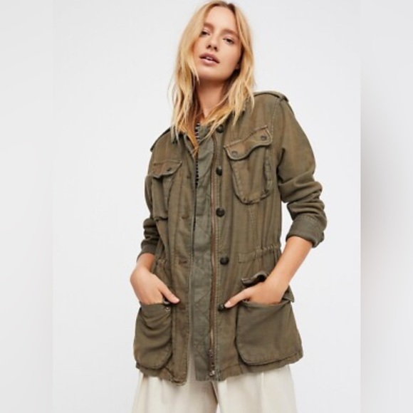 Free People Women's Not Your Brothers Surplus Jacket Military Army Cargo Size M - Picture 1 of 15